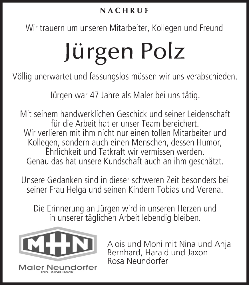  Traueranzeige für Jürgen Polz vom 20.09.2025 aus MGO