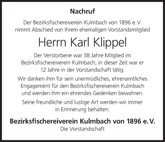 Anzeige von Karl Klippel von MGO