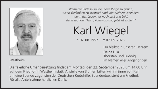 Anzeige von Karl Wiegel von MGO