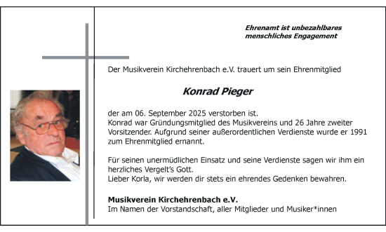 Anzeige von Konrad Pieger von MGO