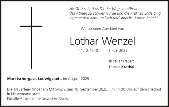 Anzeige von Lothar Wenzel von MGO