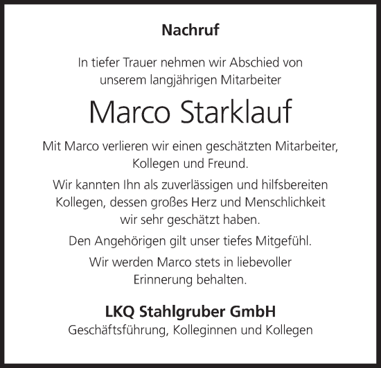 Anzeige von Marco Starklauf von MGO