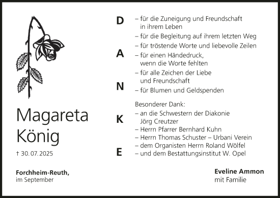 Anzeige von Margareta König von MGO