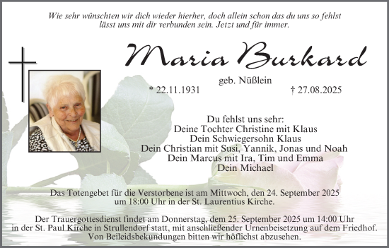 Anzeige von Maria Burkard von MGO