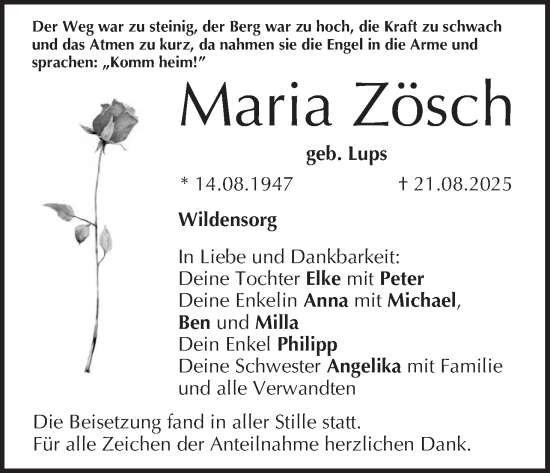 Anzeige von Maria Zösch von MGO