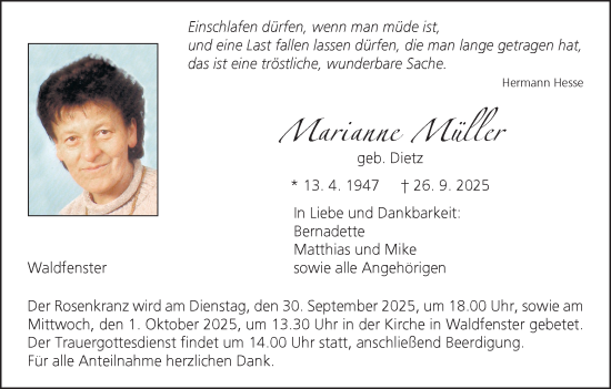 Anzeige von Marianne Müller von MGO