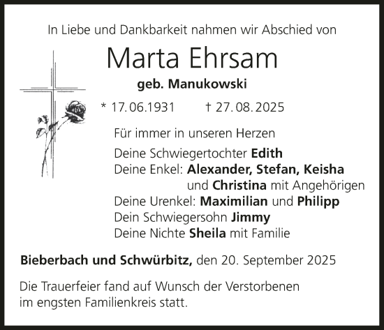 Anzeige von Marta Ehrsam von MGO