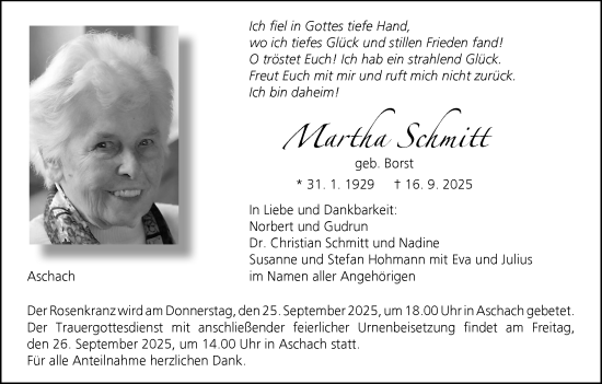 Anzeige von Martha Schmitt von MGO