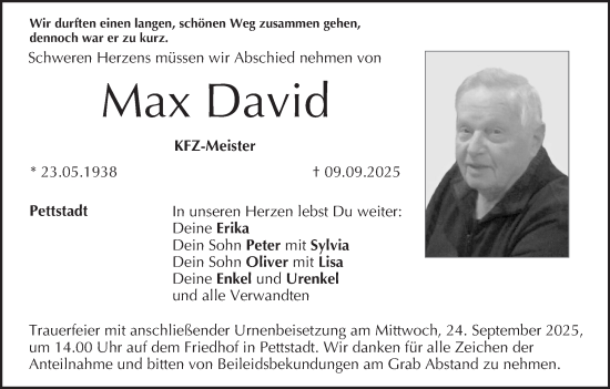 Anzeige von Max David von MGO