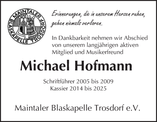 Anzeige von Michael Hofmann von MGO