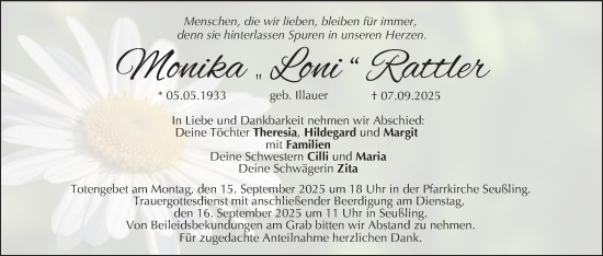 Anzeige von Monika Rattler von MGO