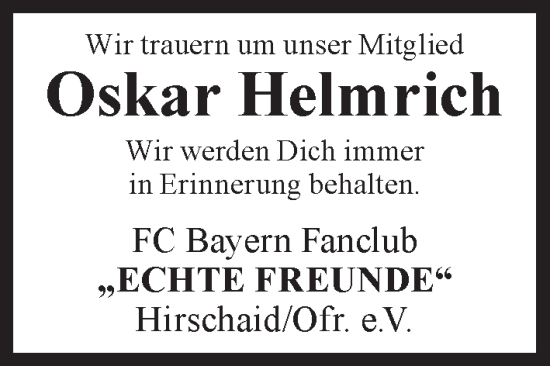 Anzeige von Oskar Helmrich von MGO