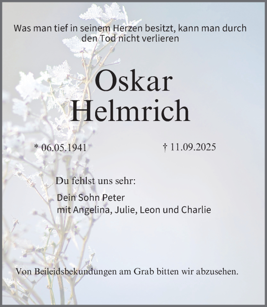 Anzeige von Oskar Helmrich von MGO