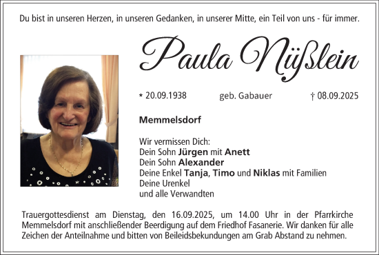 Anzeige von Paula Nüßlein von MGO