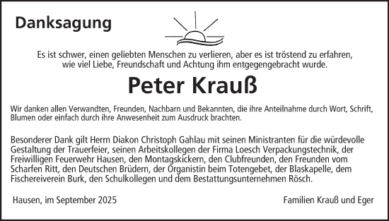 Anzeige von Peter Krauß von MGO