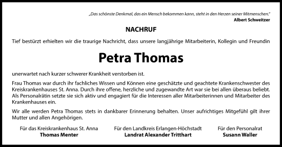 Anzeige von Petra Thomas von MGO