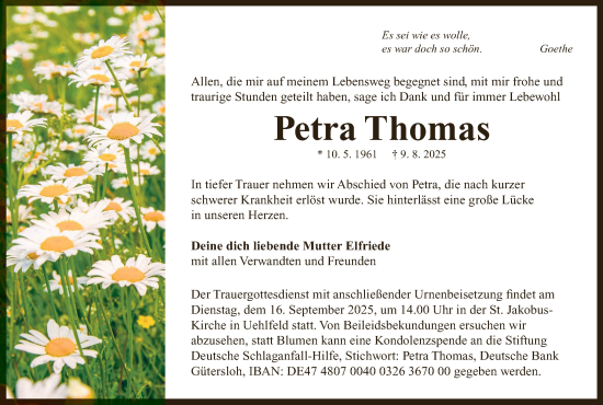 Anzeige von Petra Thomas von MGO