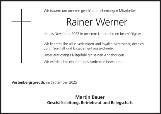 Anzeige von Rainer Werner von MGO