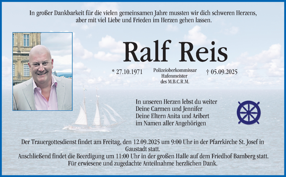  Traueranzeige für Ralf Reis vom 10.09.2025 aus MGO