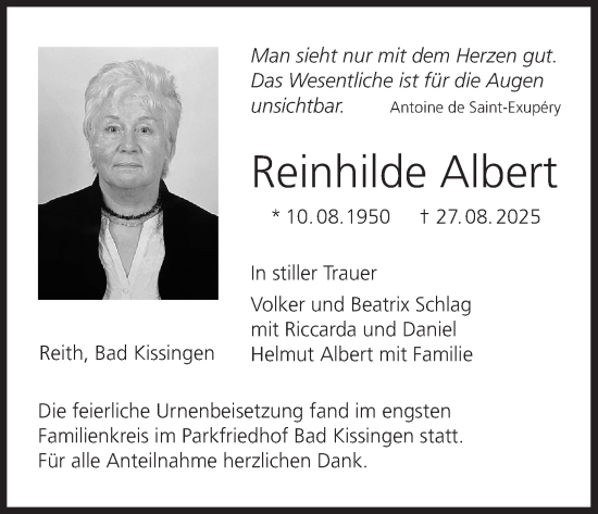 Anzeige von Reinhilde Albert von MGO