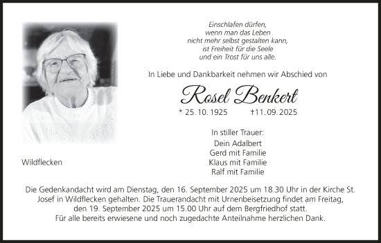 Anzeige von Rosel Benkert von MGO