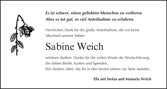 Anzeige von Sabine Weich von MGO