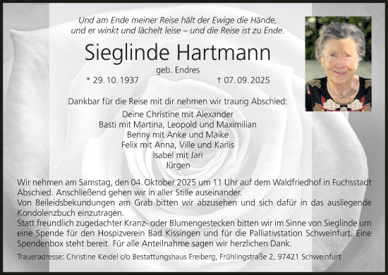 Anzeige von Sieglinde Hartmann von MGO