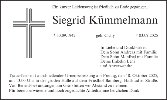 Anzeige von Siegrid Kümmelmann von MGO