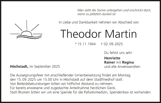 Anzeige von Theodor Martin von MGO