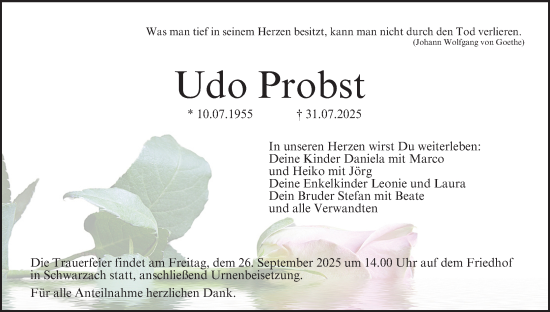 Anzeige von Udo Probst von MGO