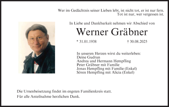 Anzeige von Werner Gräbner von MGO
