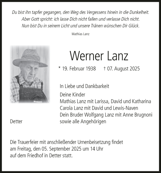 Anzeige von Werner Lanz von MGO