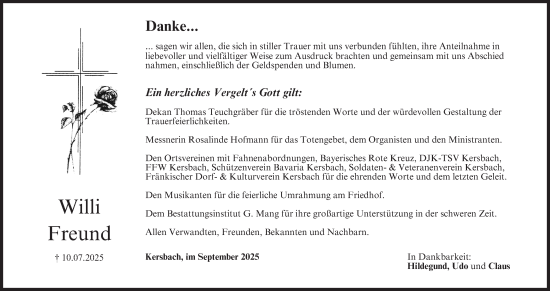 Anzeige von Willi Freund von MGO