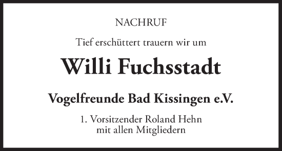 Anzeige von Willi Fuchsstadt von MGO