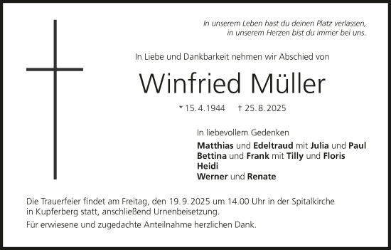 Anzeige von Winfried Müller von MGO