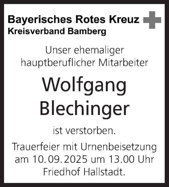 Anzeige von Wolfgang Blechinger von MGO