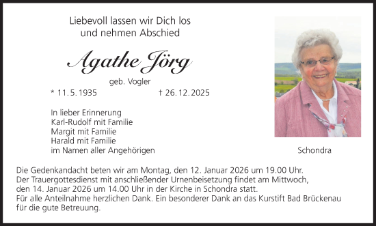 Anzeige von Agathe Jörg von MGO