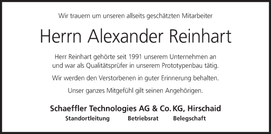 Anzeige von Alexander Reinhart von MGO