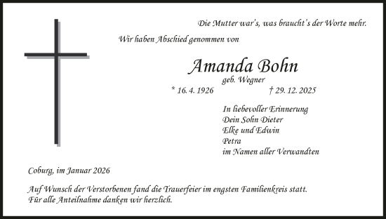 Anzeige von Amanda Bohn von MGO