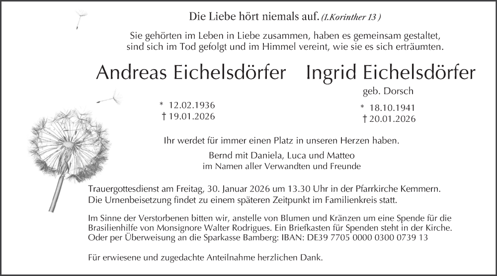  Traueranzeige für Andreas Eichelsdörfer vom 24.01.2026 aus MGO