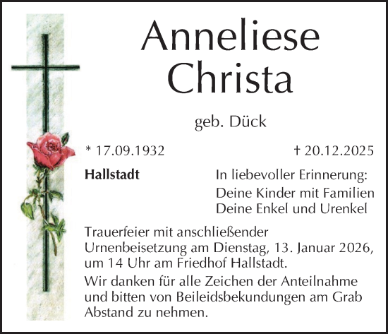 Anzeige von Anneliese Christa von MGO