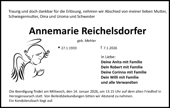 Anzeige von Annemarie Reichelsdorfer von MGO