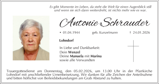 Anzeige von Antonie Schrauder von MGO