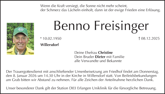 Anzeige von Benno Freisinger von MGO