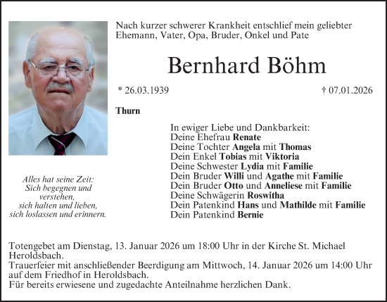 Anzeige von Bernhard Böhm von MGO