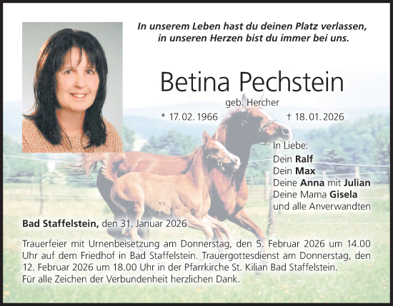 Anzeige von Betina Pechstein von MGO