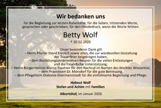 Anzeige von Betty Wolf von MGO