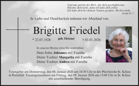 Anzeige von Brigitte Friedel von MGO