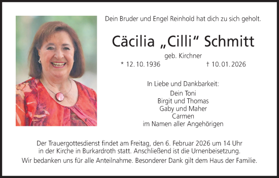 Anzeige von Cäcilia Schmitt von MGO