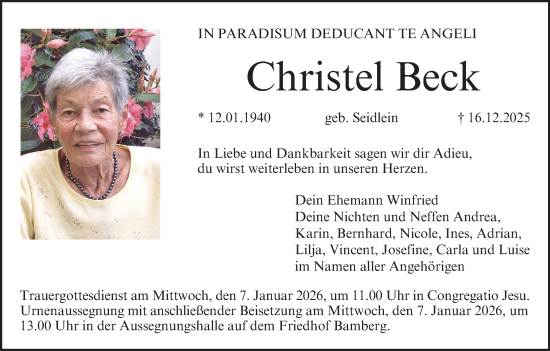 Anzeige von Christel Beck von MGO